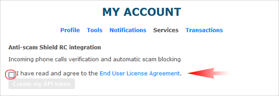 My account services